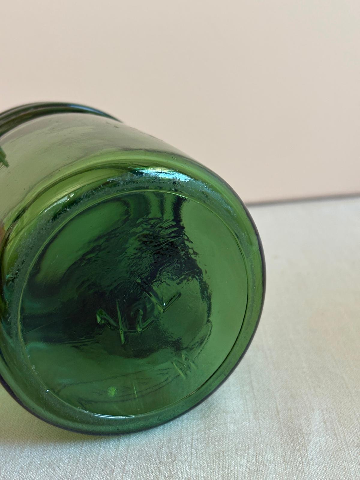 Vintage French L’Idéale Green Glass  Preserve Jar/ Hinged Glass Lid