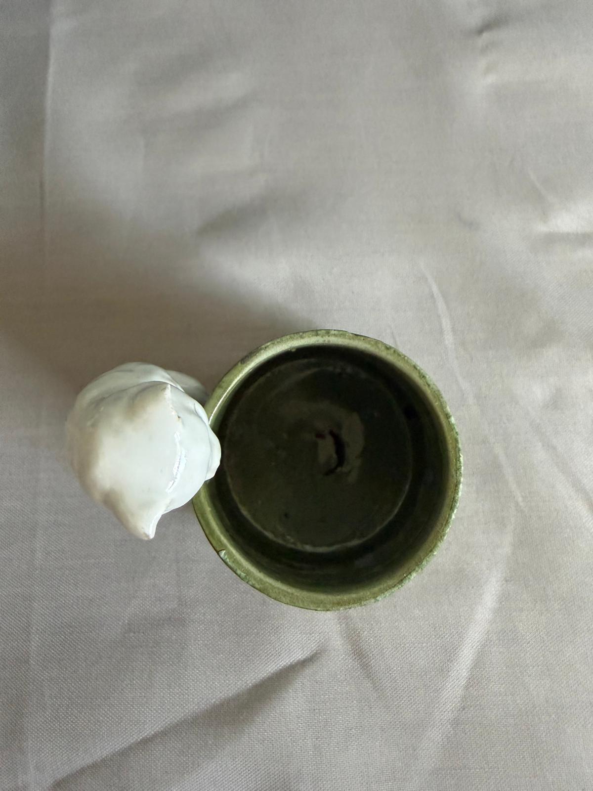 Antique French Ceramic Cat Condiment Set