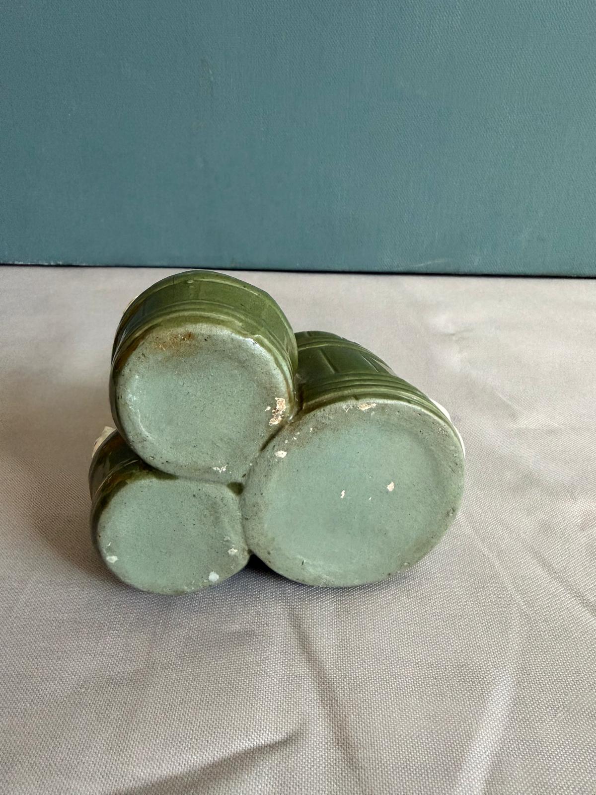 Antique French Ceramic Cat Condiment Set