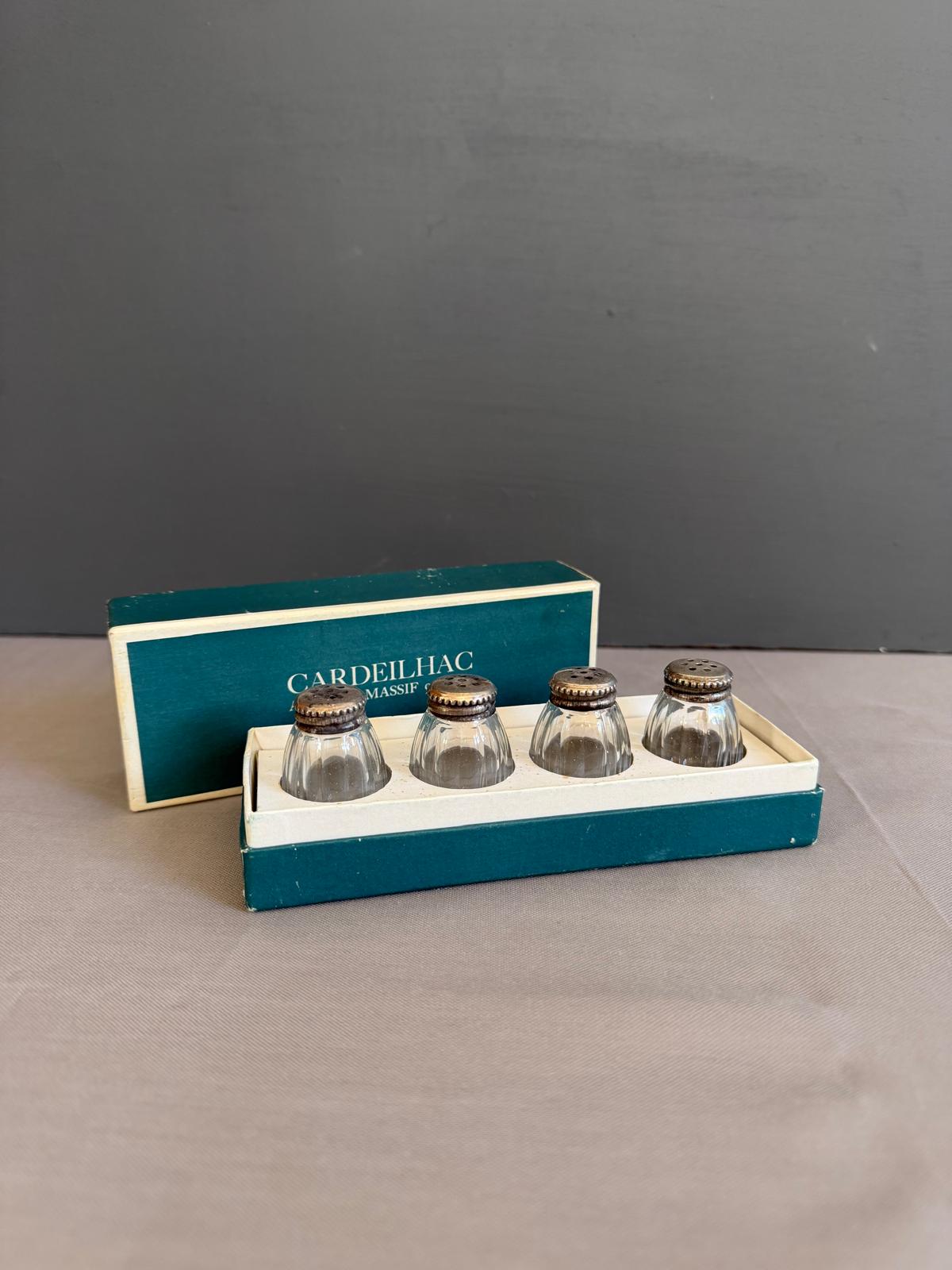 Vintage Cardeilhac Christofle French .950 Silver & Glass Salt Cellars