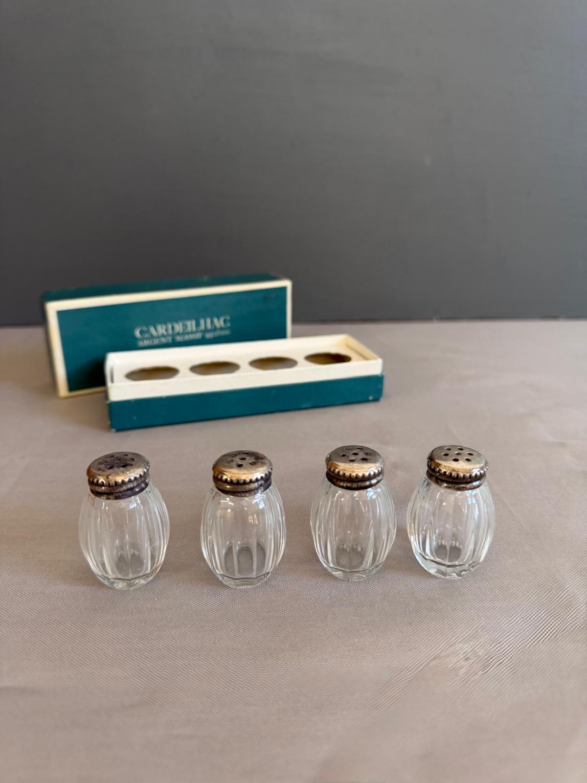 Vintage Cardeilhac Christofle French .950 Silver & Glass Salt Cellars