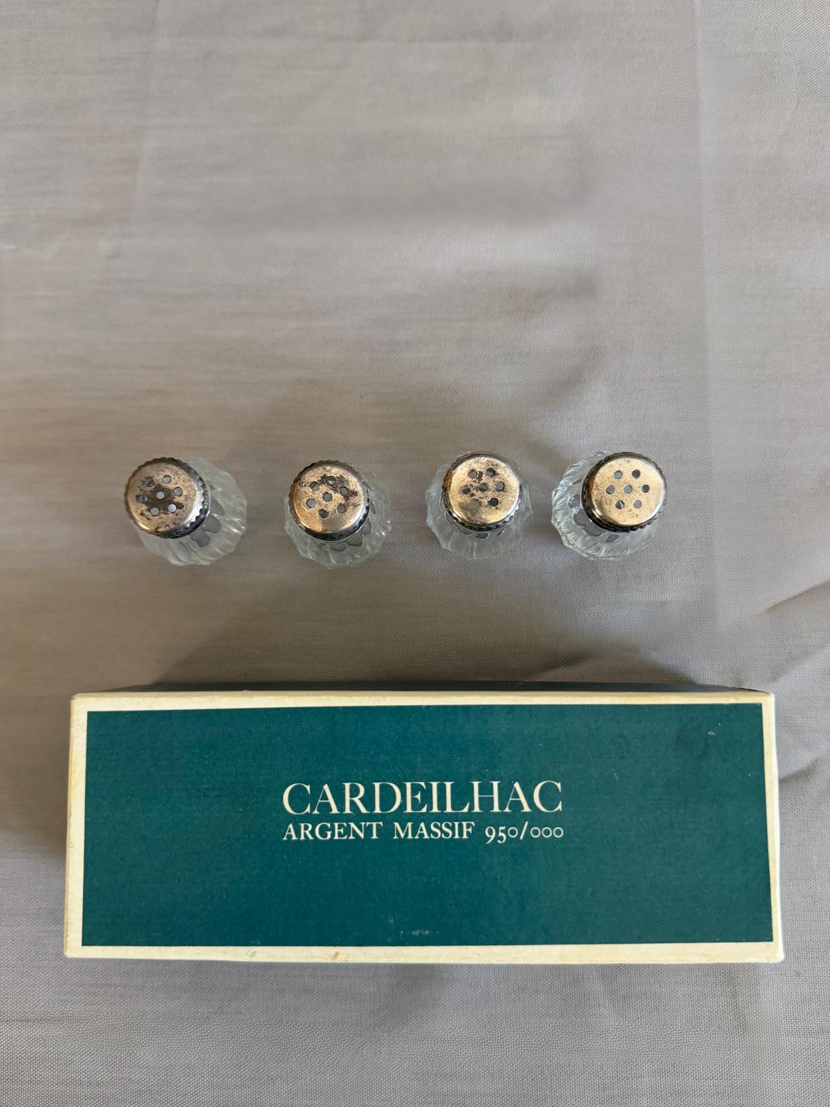 Vintage Cardeilhac Christofle French .950 Silver & Glass Salt Cellars