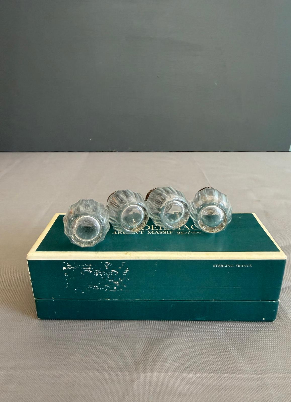 Vintage Cardeilhac Christofle French .950 Silver & Glass Salt Cellars