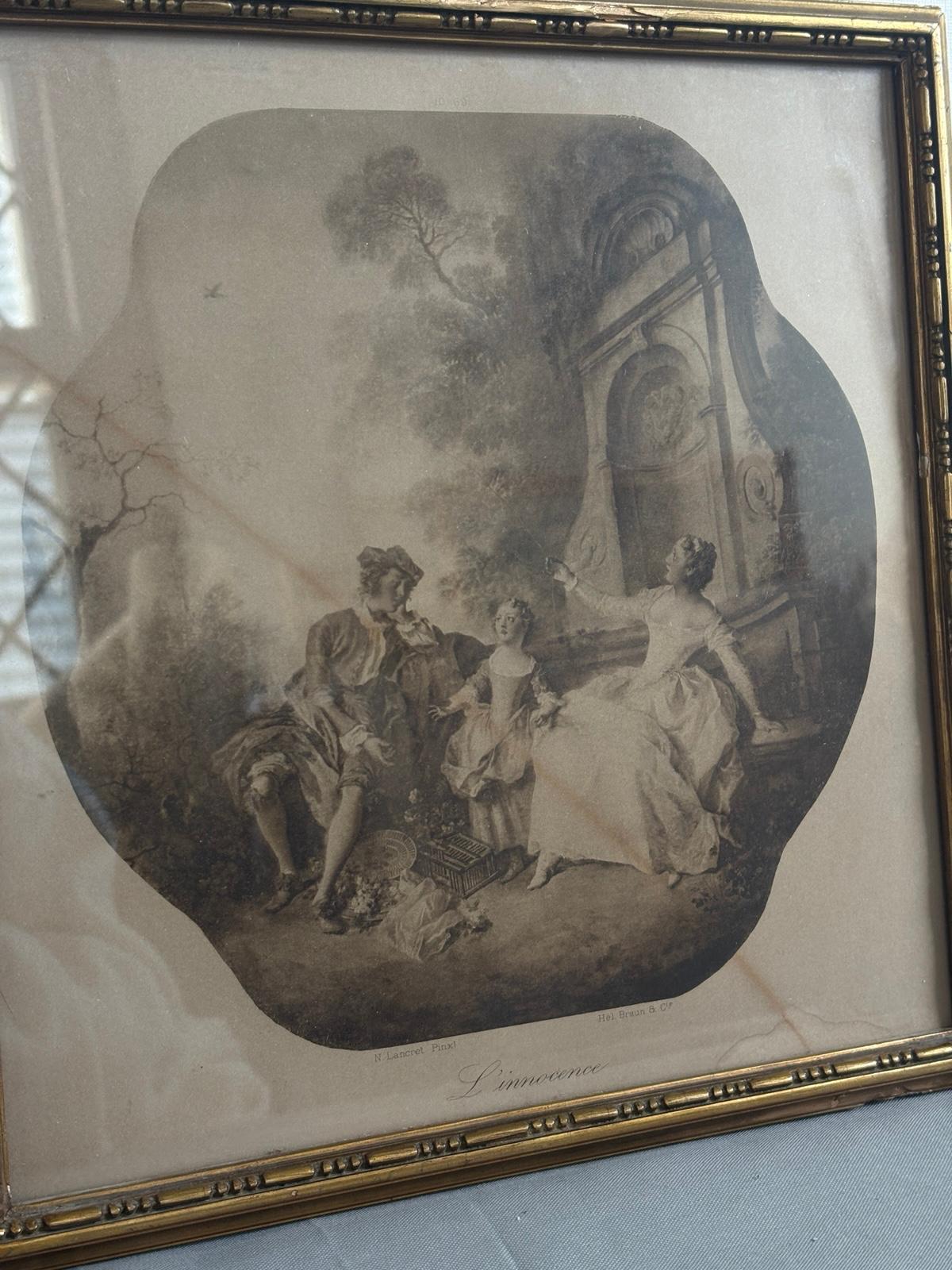 Vintage French Framed Sepia Art Print |  L'Innocence After  Nicolas Lancret | Braun & Cie - Collector & Curator
