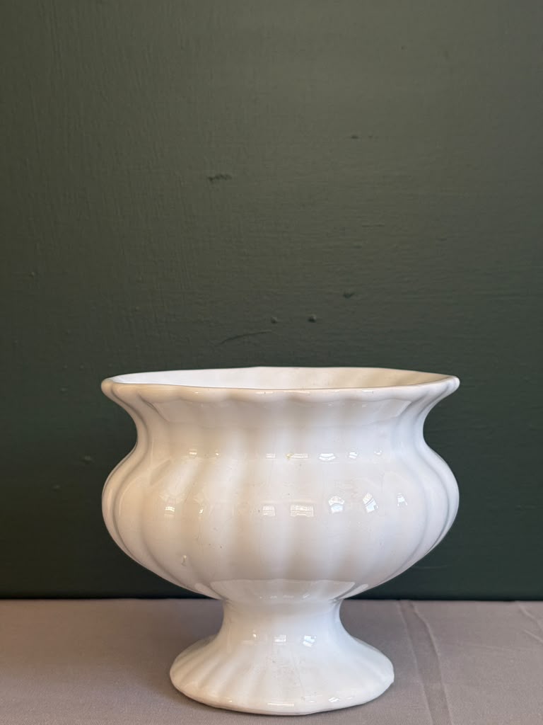 Vintage White Pedestal Urn - Collector & Curator