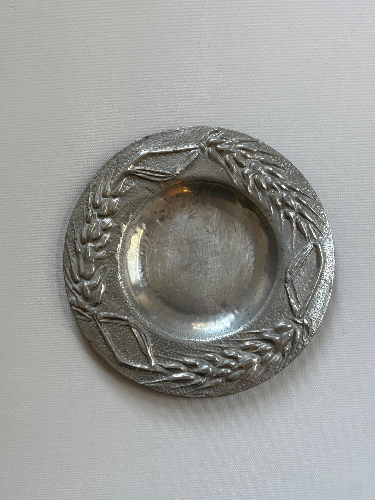 Vintage French Pewter Wine Bottle Coaster / Wall Plate - Collector & Curator