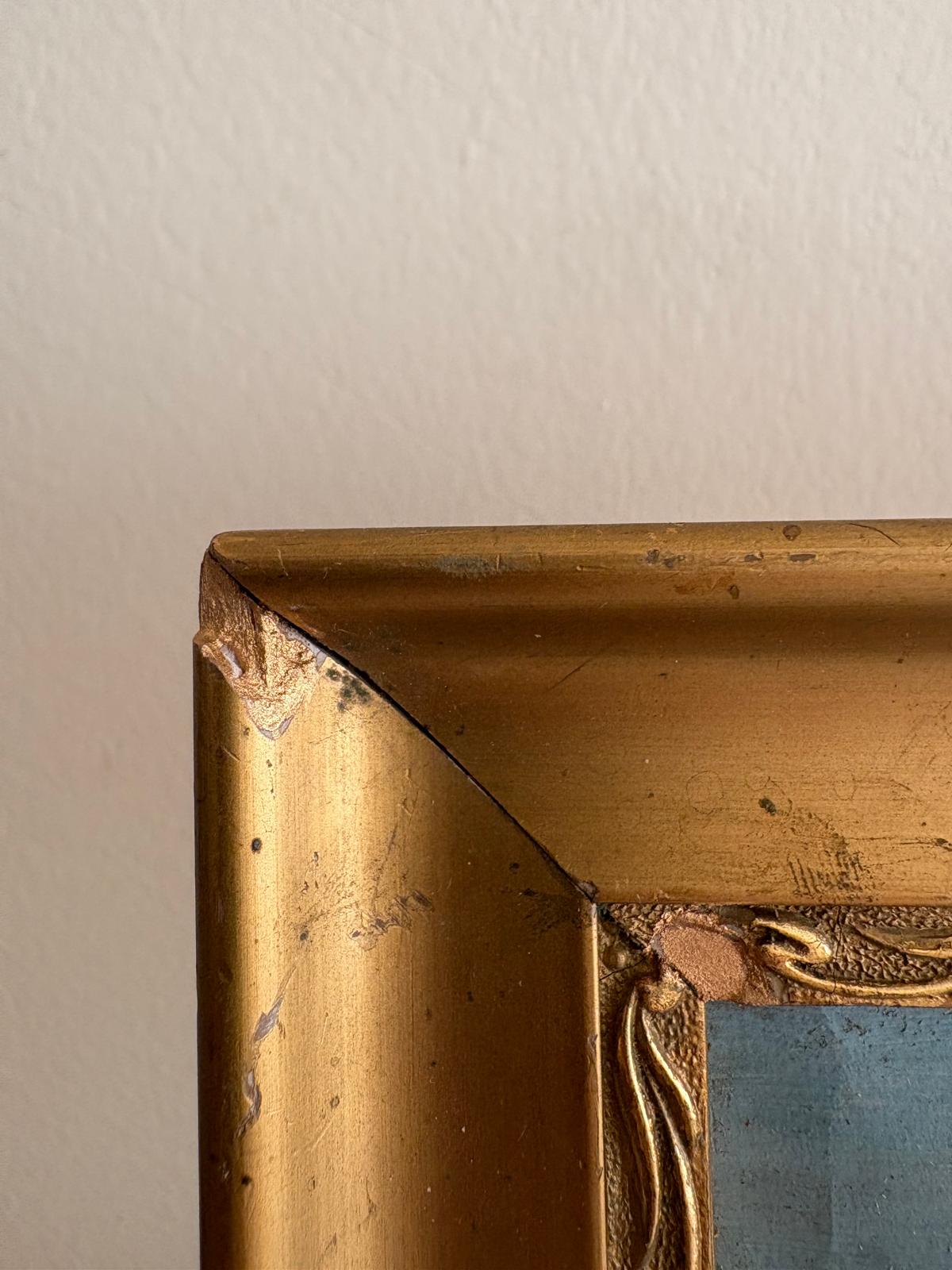 Framed Lakeside  with Swans & Hand Painted Decorative Breadboard