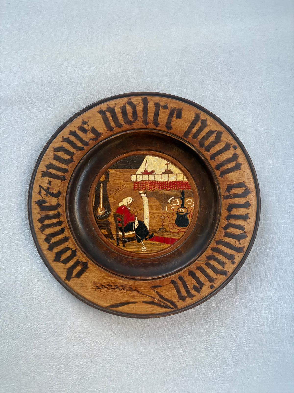 Framed Lakeside  with Swans & Hand Painted Decorative Breadboard