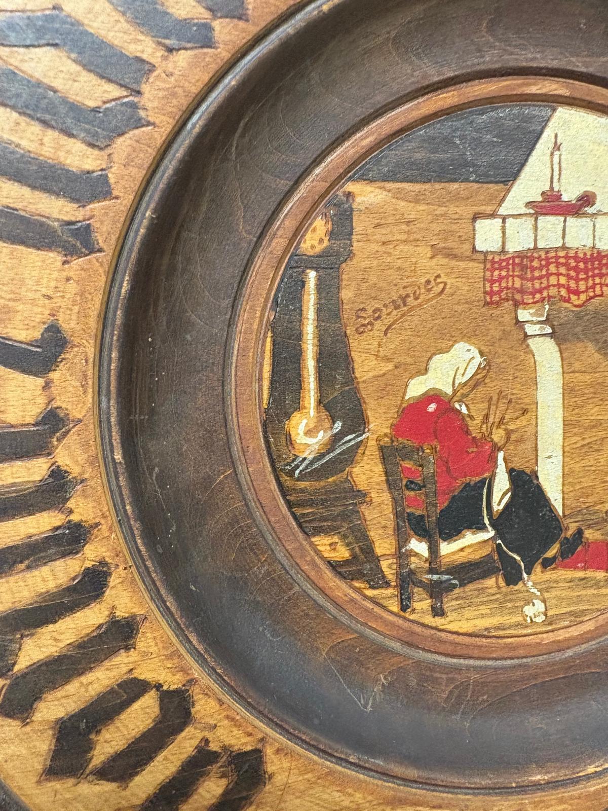 Framed Lakeside  with Swans & Hand Painted Decorative Breadboard