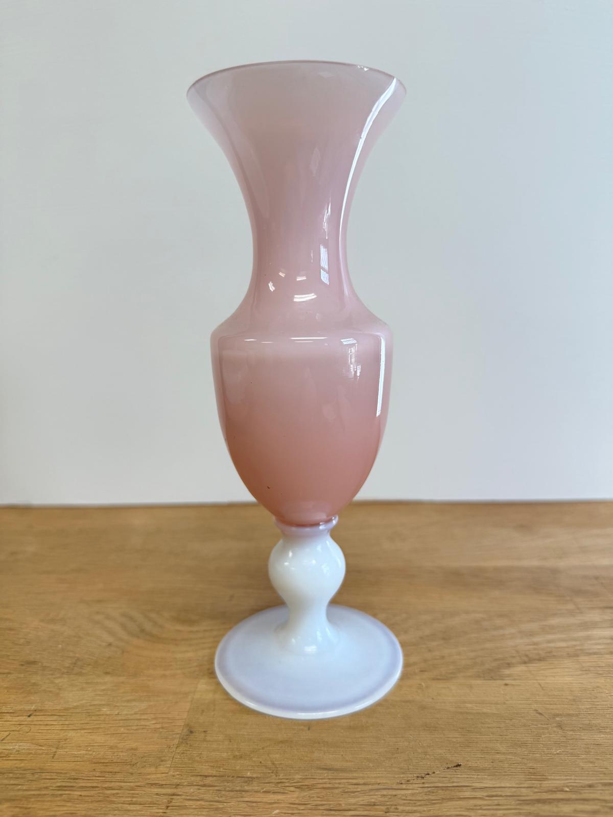 Blush Pink with Ormolu Rim /Pink with White Base Opaline Trumpet Form