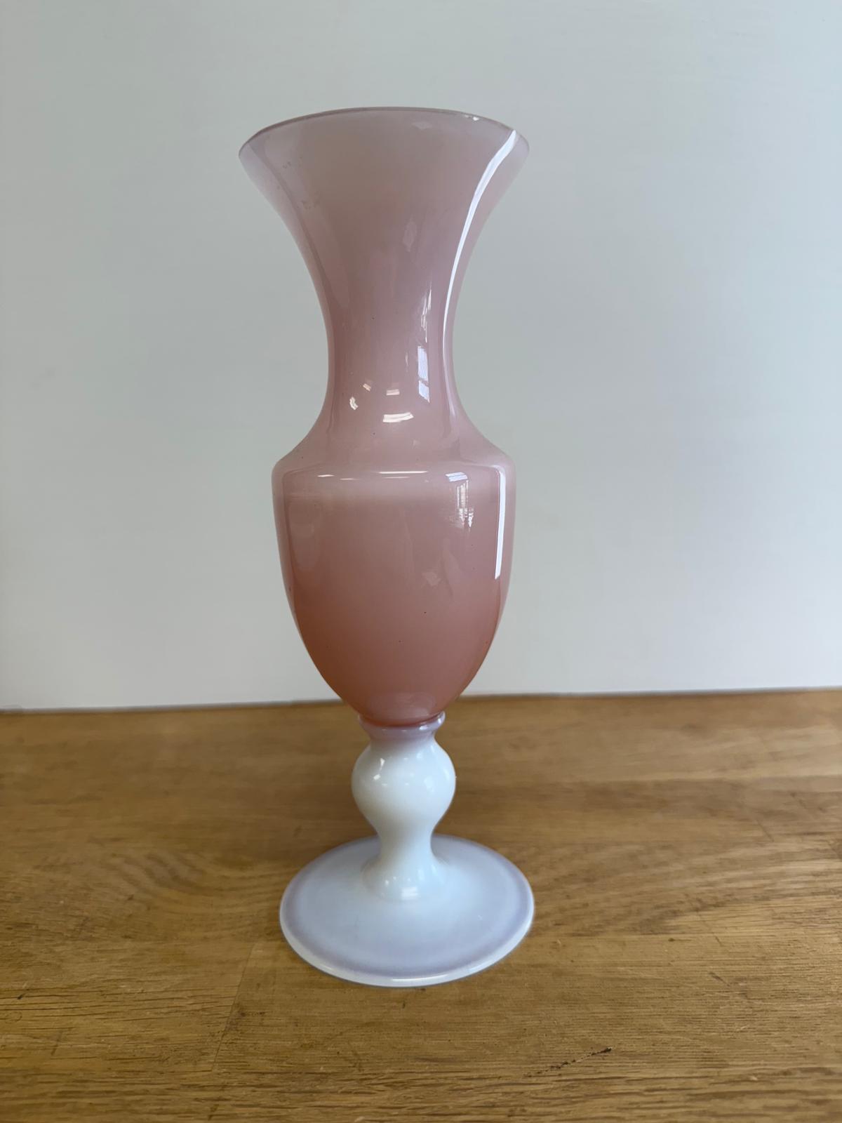 Blush Pink with Ormolu Rim /Pink with White Base Opaline Trumpet Form