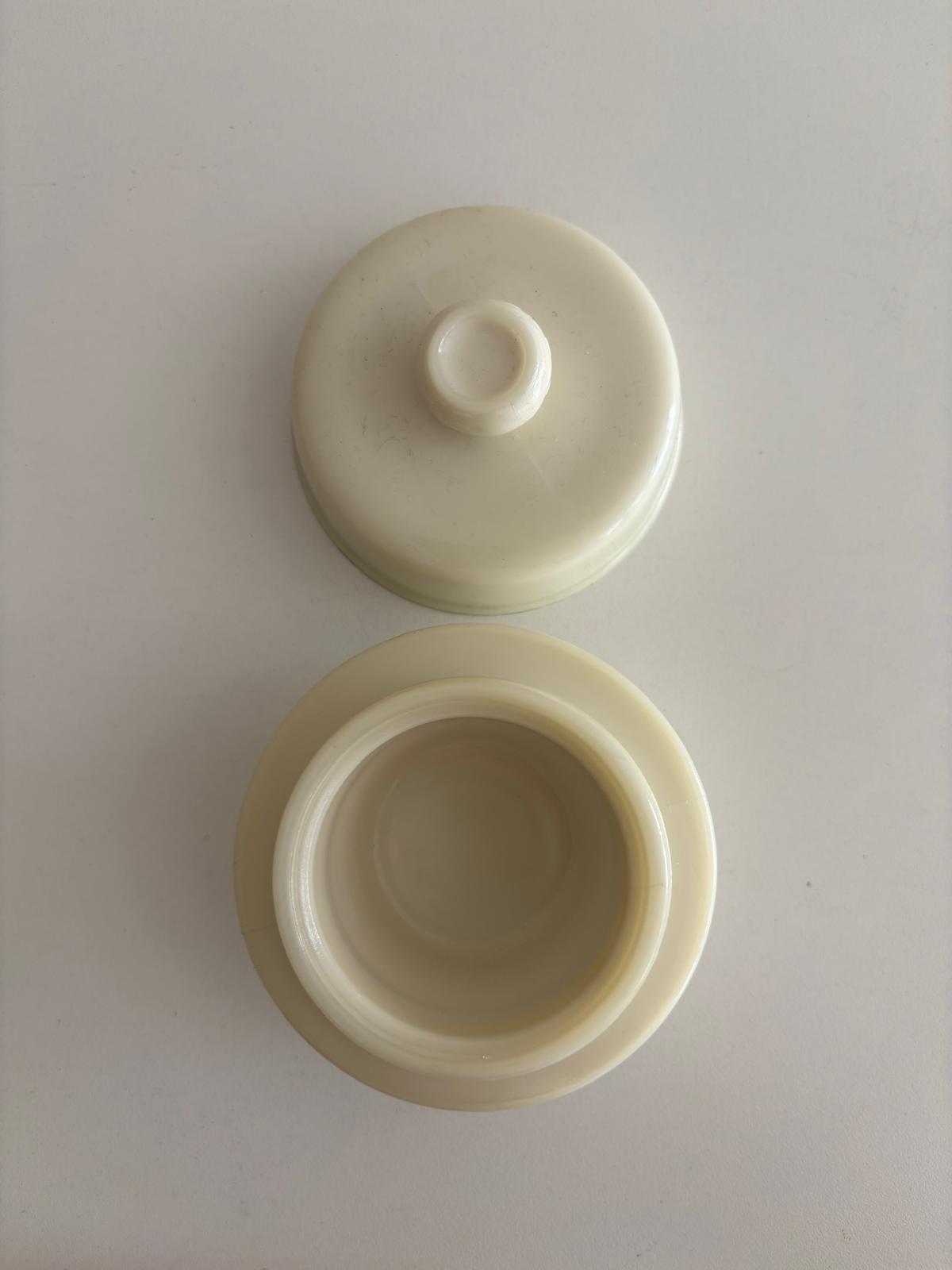 Antique Ceramic Drip(Staples), Cream Lidded Ramequin, Textured Brown Pottery Canister, Plant Stand - Collector & Curator