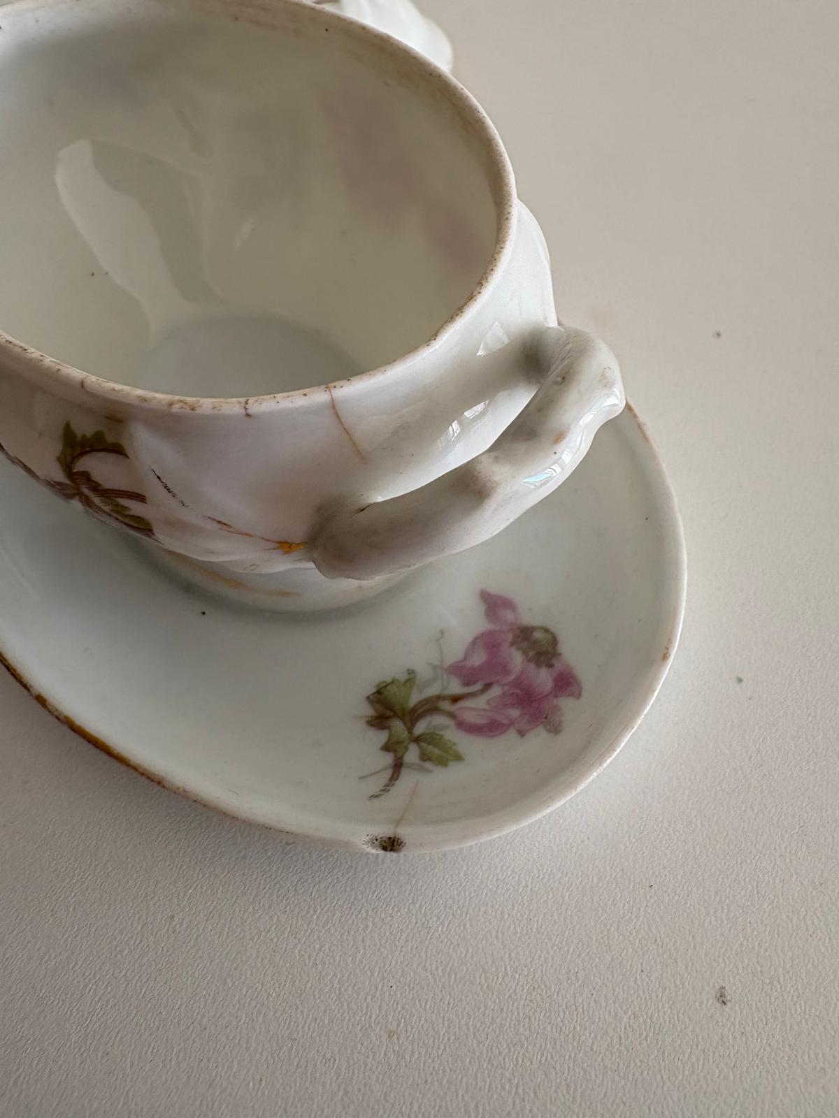 French Porcelain Moutardier Cornflowers & Moutardier with Pink Blossoms - Collector & Curator