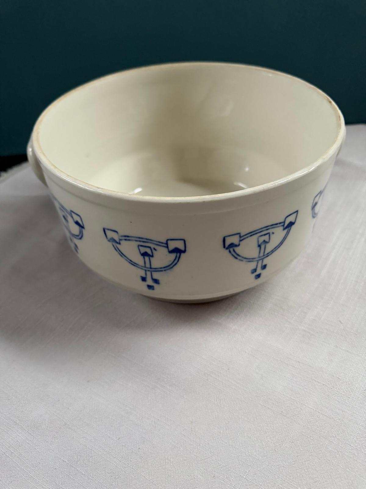 St Uze French Covered Soup Tureen Blue Art Nouveau Motif AZ-1 - Collector & Curator