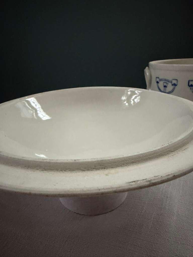 St Uze French Covered Soup Tureen Blue Art Nouveau Motif AZ-1 - Collector & Curator