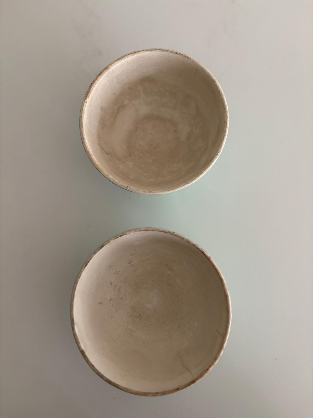 Vintage French Digoin Sarreguemines Mint Green Cafe au Lait Bowls Pair - Collector & Curator