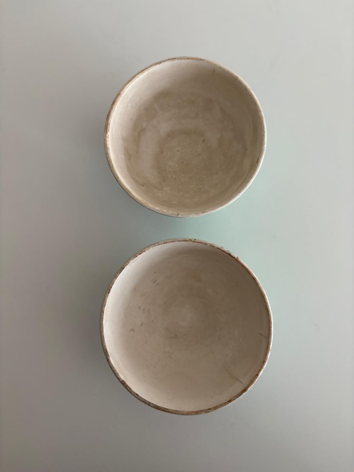 Vintage French Digoin Sarreguemines Mint Green Cafe au Lait Bowls Pair - Collector & Curator