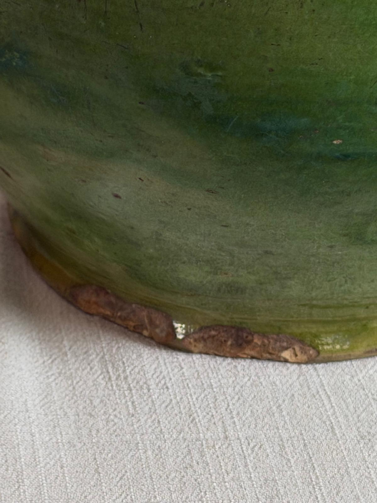 Green Glazed Gargoulette, Vintage Bülach Green Glass Jar with Lid"A","B" - Collector & Curator