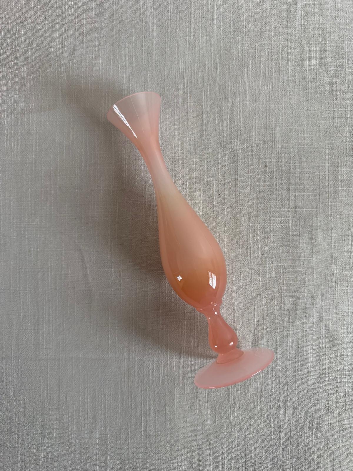 Vintage Pink Opaline Glass Bud Vase, Set of 6 Vintage Swan Place Card Holders, Red Ceramicc Knife Rests, - Collector & Curator