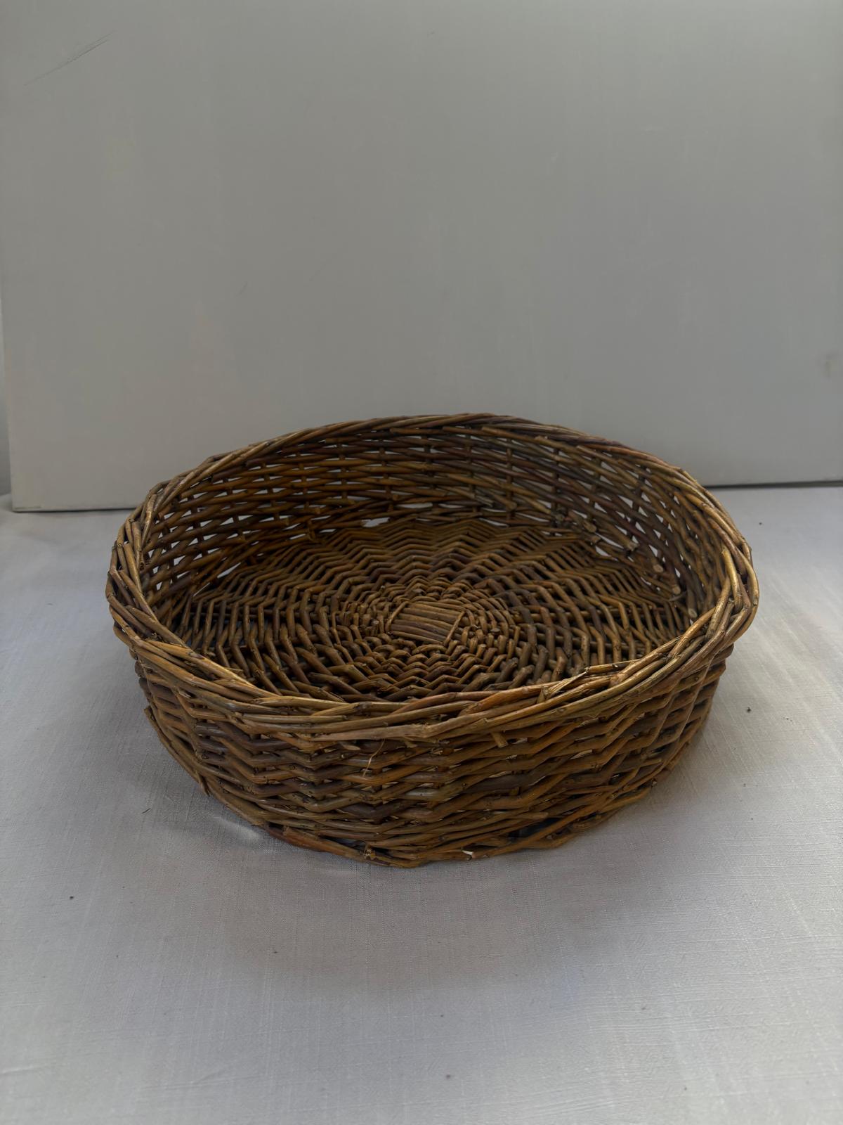 Vintage French Digoin Cafe au Lait Bowls Pair, Woven Wicker Basket - Collector & Curator