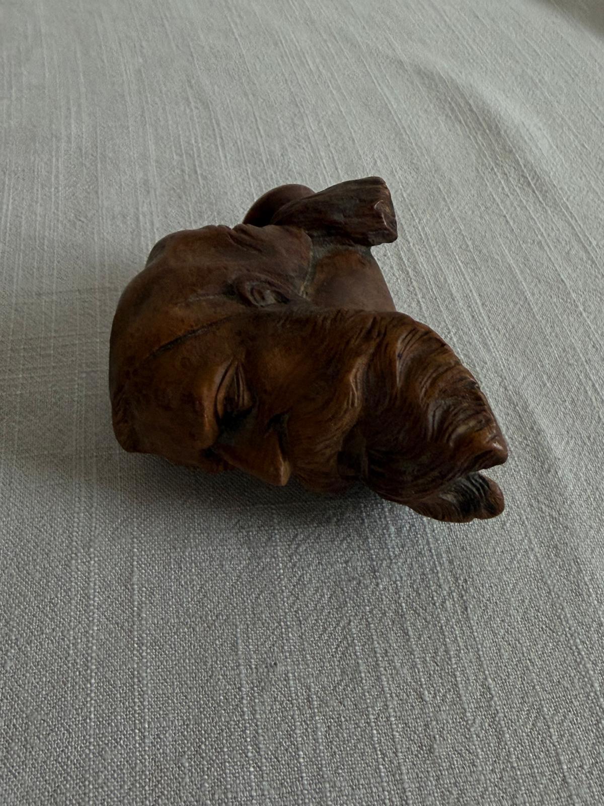 Vintage Jockey Tobacco Jar with Leather Wrap Lid, Figural Pipe Head - Collector & Curator