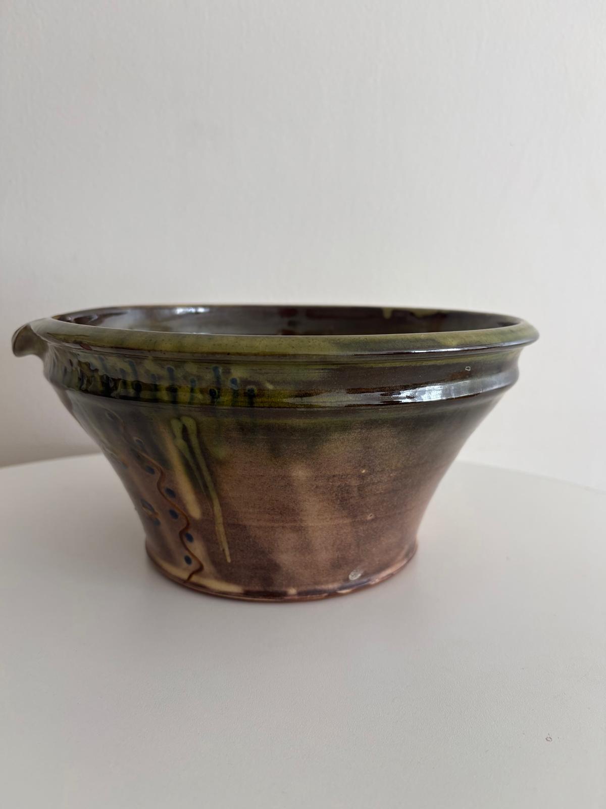 Antique French Glass Cloche Dome with Knob Handle, Pottery Pouring Bowl or Tian, Miniature Painting and its Easel - Collector & Curator