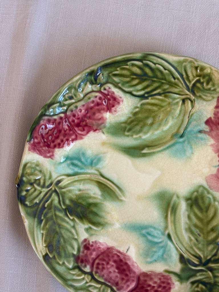 Antique Sarreguemines “Sylva” U&C Plate "A"  Pheasants, "B", Silver Shell Dish, Wicker Shell Basket, Aquarium, Choisy le Roi Majolica Strawberry Plate - Collector & Curator