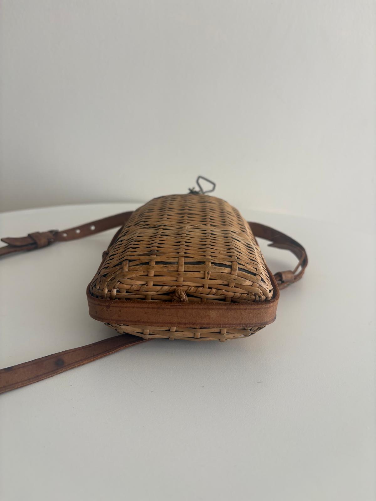 Rattan Covered Bottle Leather Strap Ceramic Strap & Grey Poupon Dijon mustard Pot - Collector & Curator