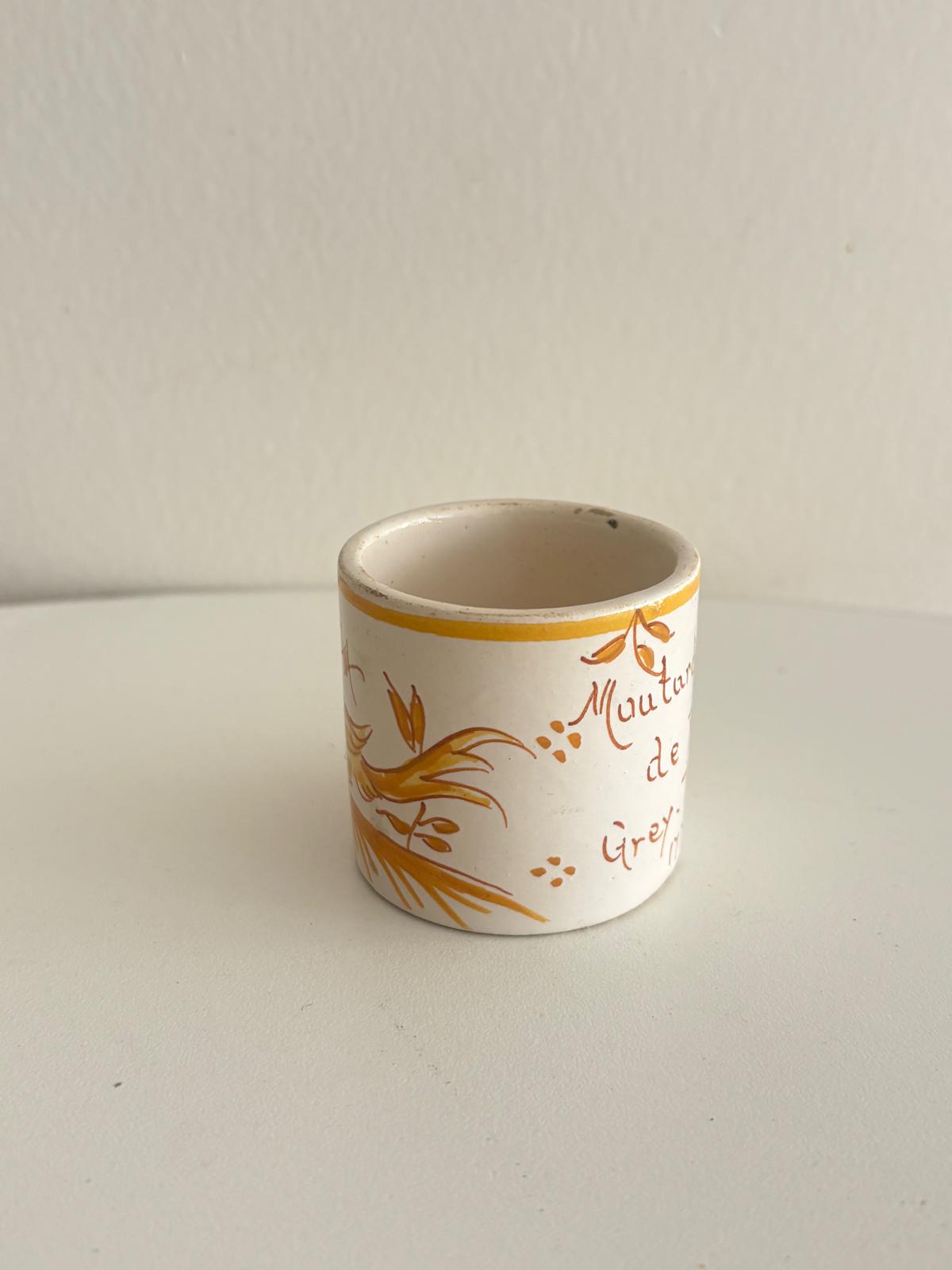Rattan Covered Bottle Leather Strap Ceramic Strap & Grey Poupon Dijon mustard Pot - Collector & Curator