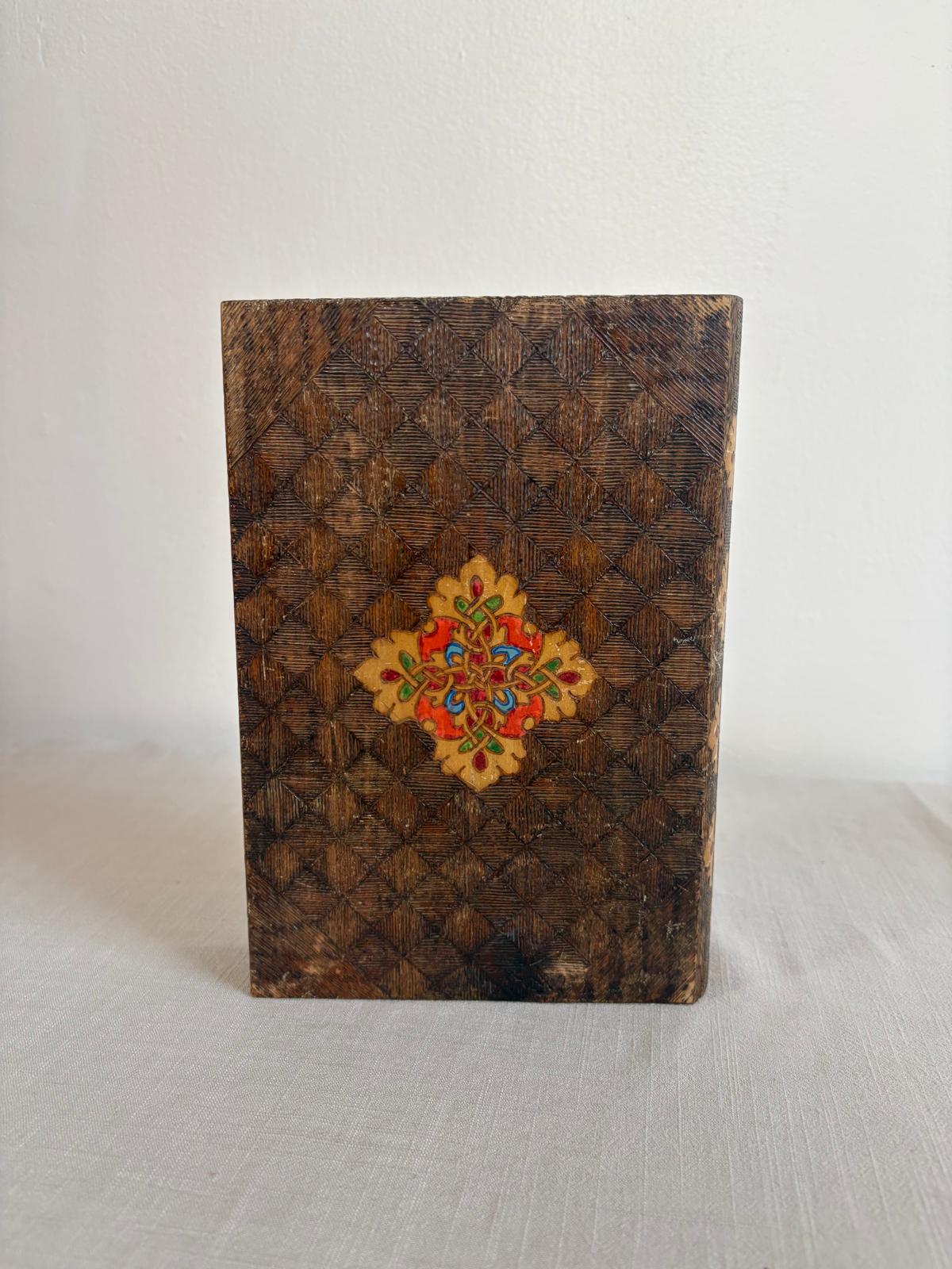 Vintage French Landscape Painting on Canvas, Carved Wood Book Box; Wall Ornament - Collector & Curator