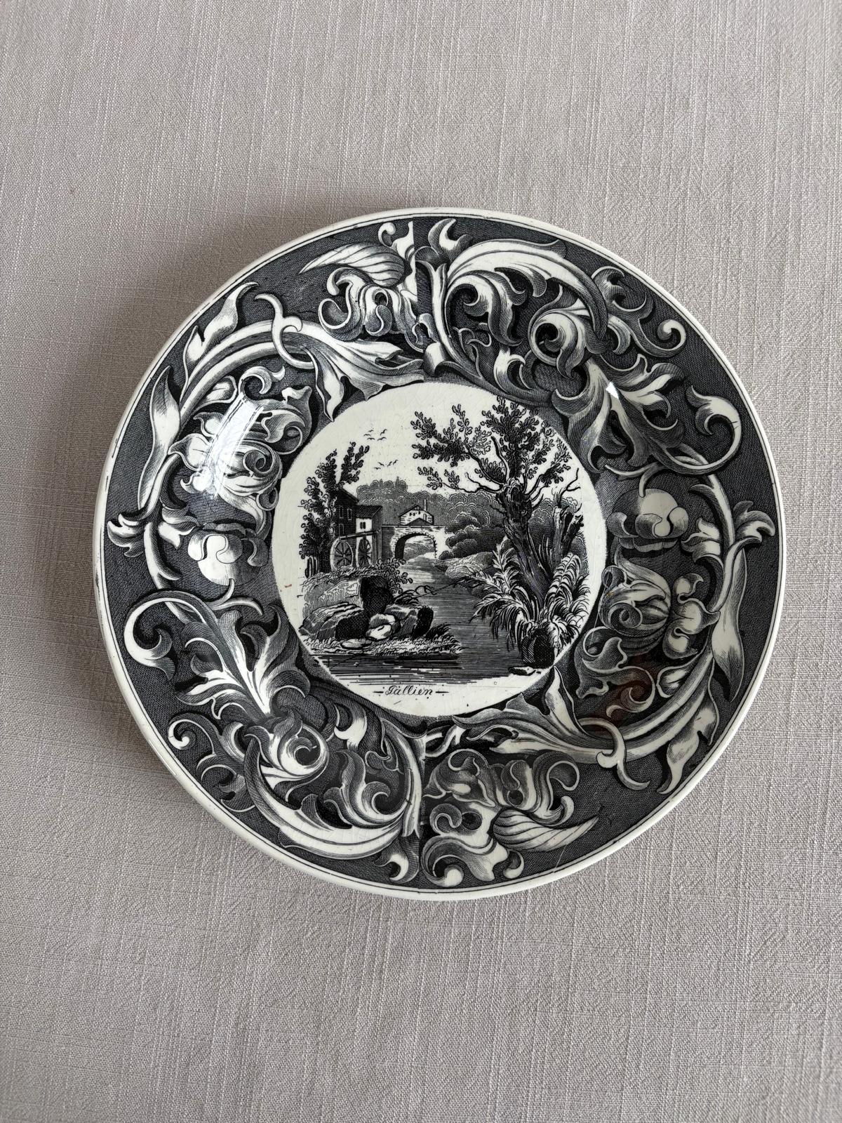 Set of 6 Schramberg Black and White Scenic Plates German Landscape - Collector & Curator
