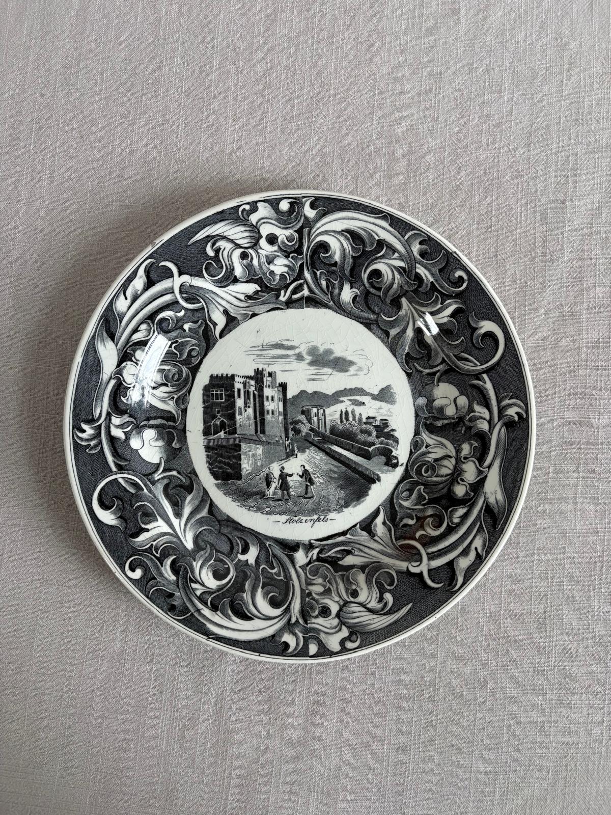 Set of 6 Schramberg Black and White Scenic Plates German Landscape - Collector & Curator