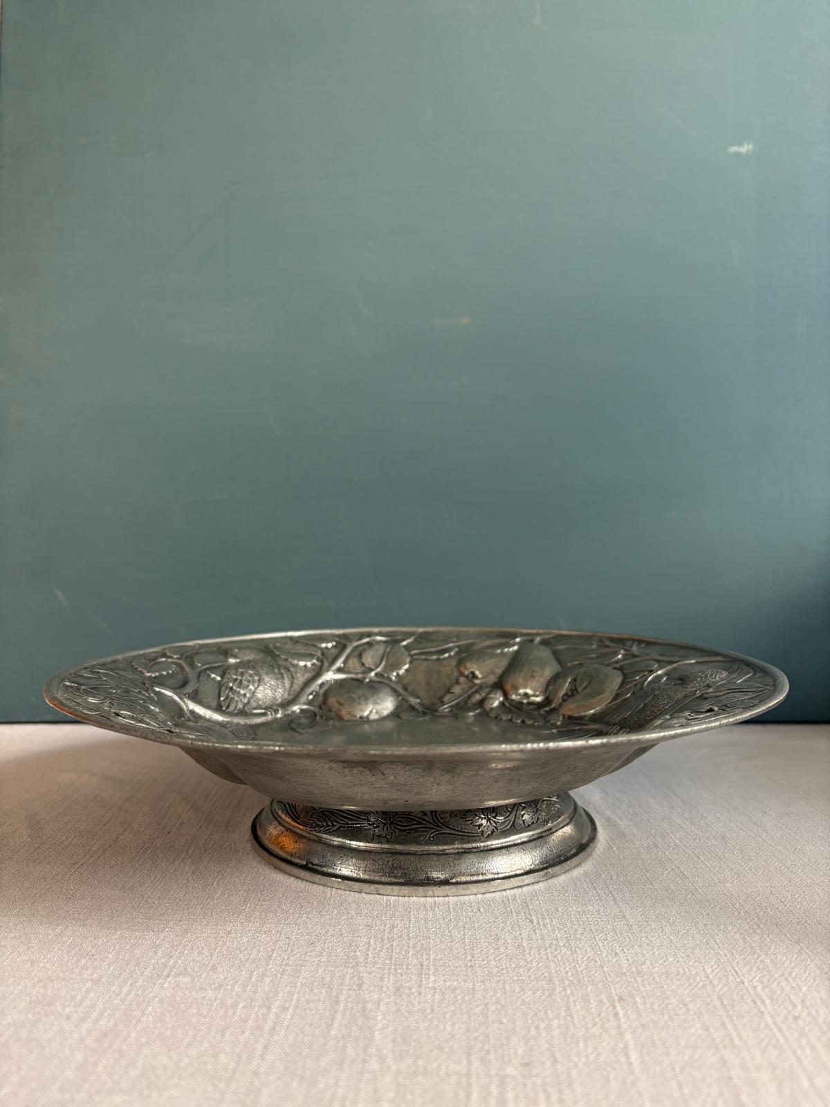 Limoges France White Porcelain Shell Dishes S/4; Strawberry Majolica;  Pewter Compote Bowl Les Etains du Grand Duc, Landscape Painting - Collector & Curator