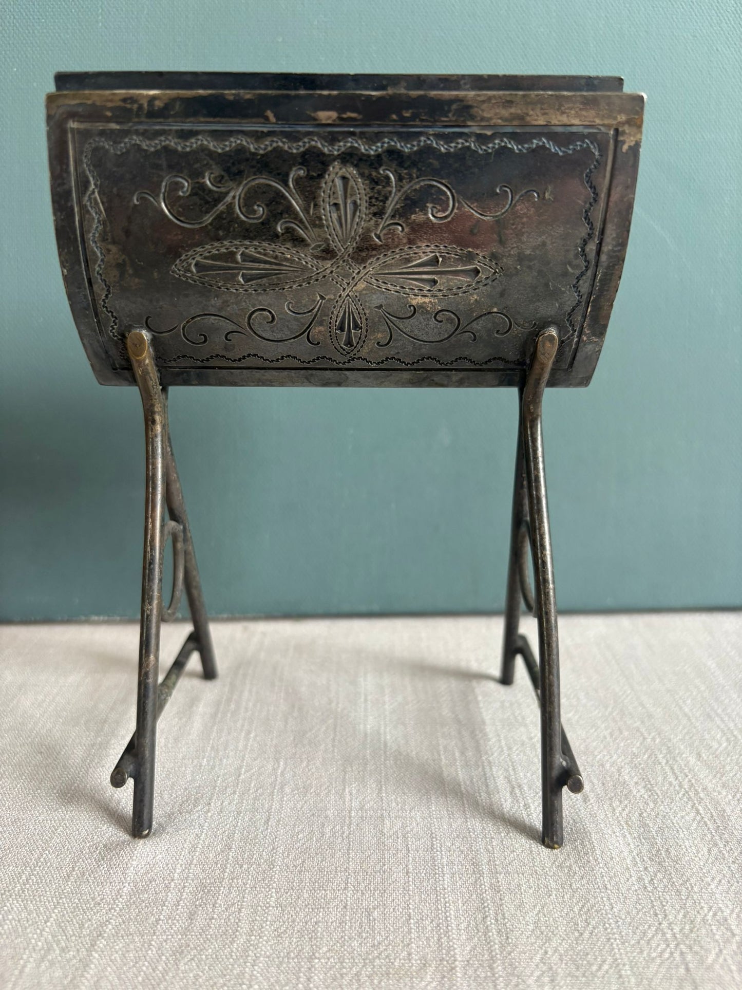 Antique Aesthetic Movement Engraved Metal Letter Holder - Collector & Curator
