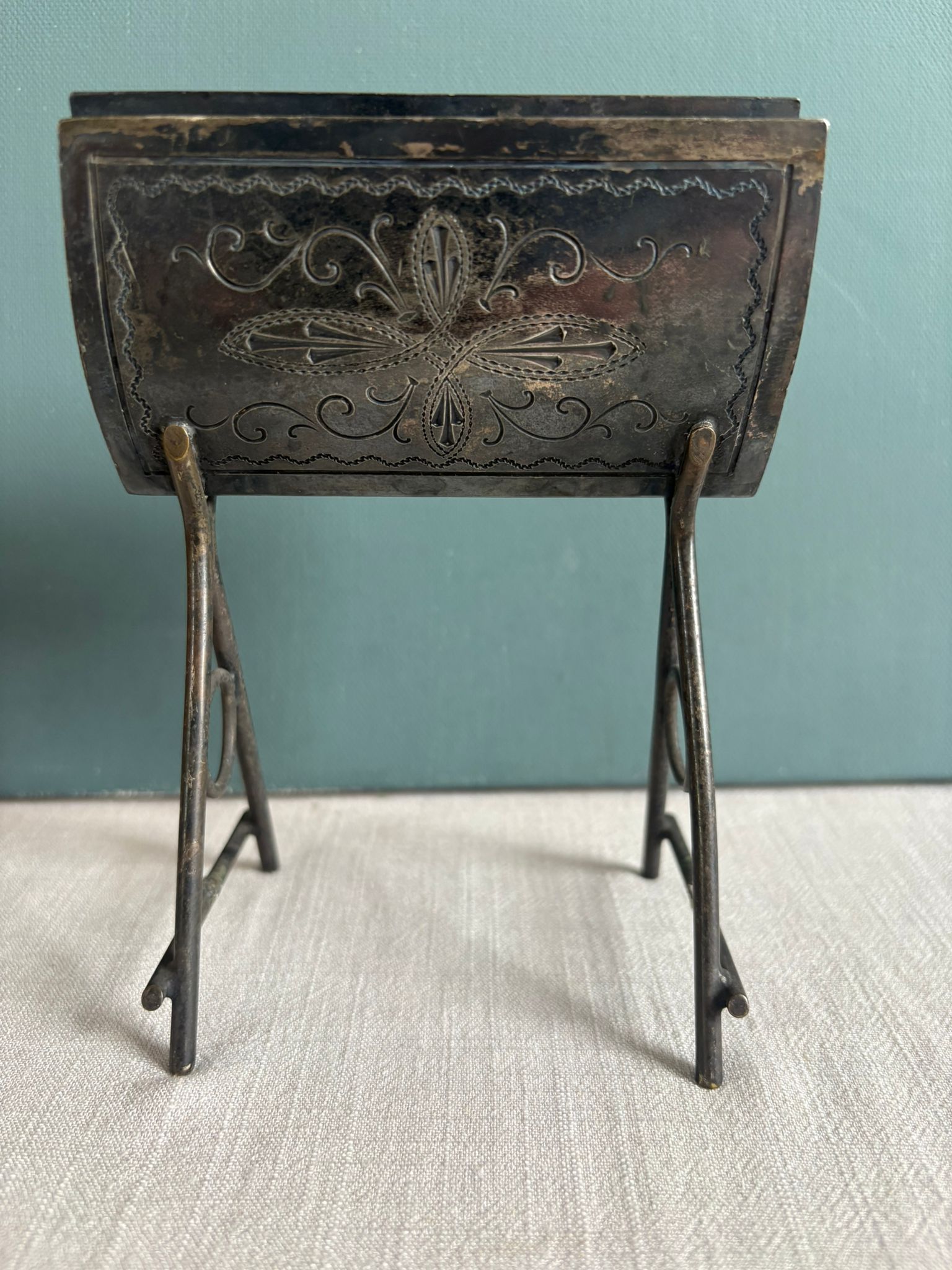 Antique Aesthetic Movement Engraved Metal Letter Holder - Collector & Curator