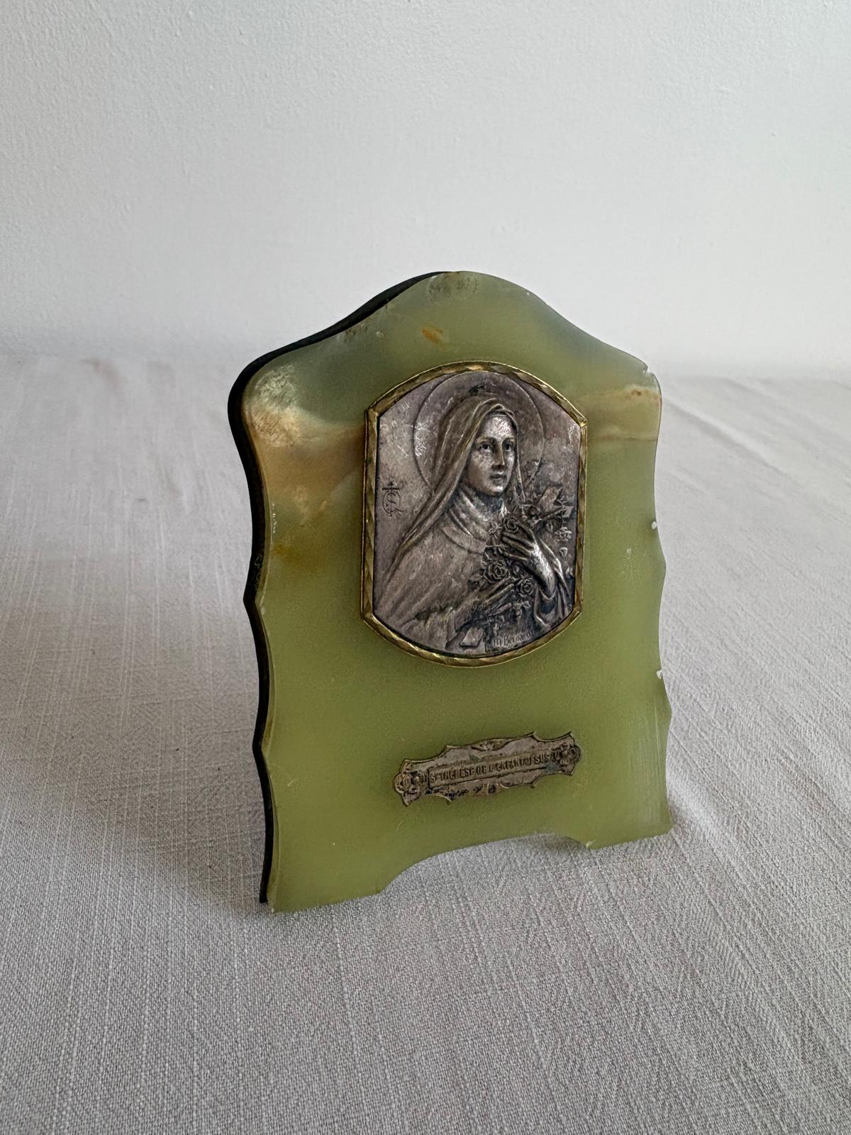 French Sainte Thérèse Onyx Devotional Plaque - Collector & Curator