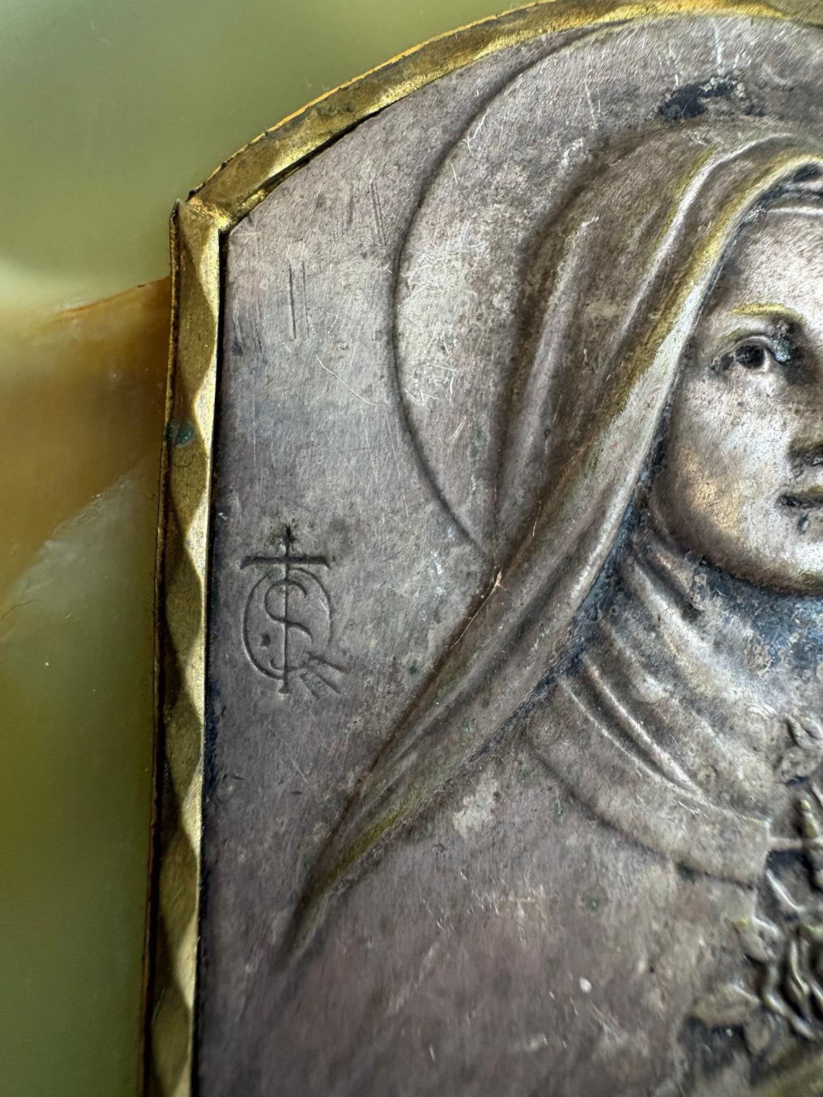 French Sainte Thérèse Onyx Devotional Plaque - Collector & Curator