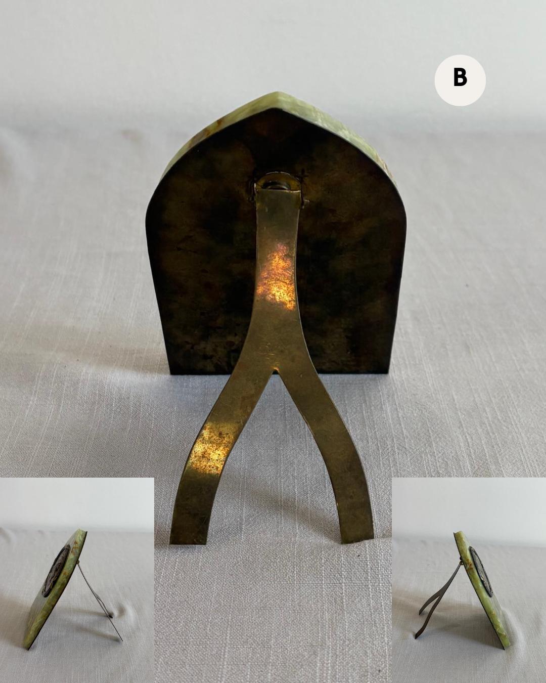 Antique French Alabaster  “Souvenir de La Salette” Plaque; B. French Onyx & Metal “Rosa Mystica”  Devotional Plaque by Dropsy;  H. French Madonna Plaque  on Alabaster Stand - Collector & Curator