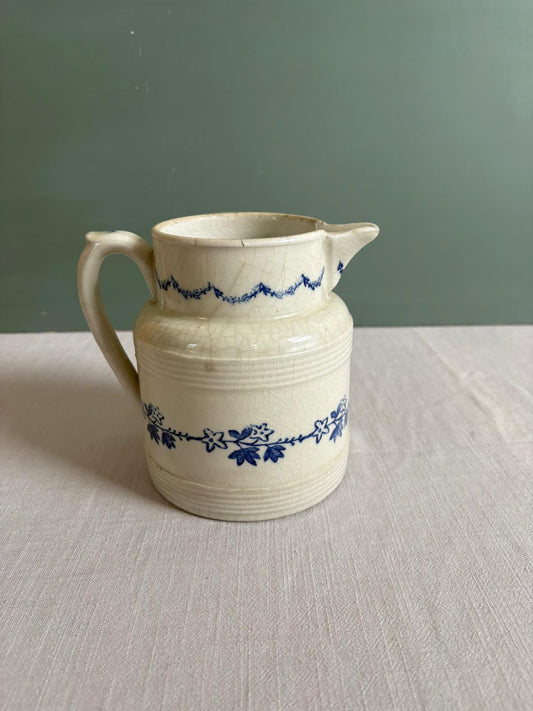 Antique Saint Uze Pitcher with Blue Garland Decor - Collector & Curator