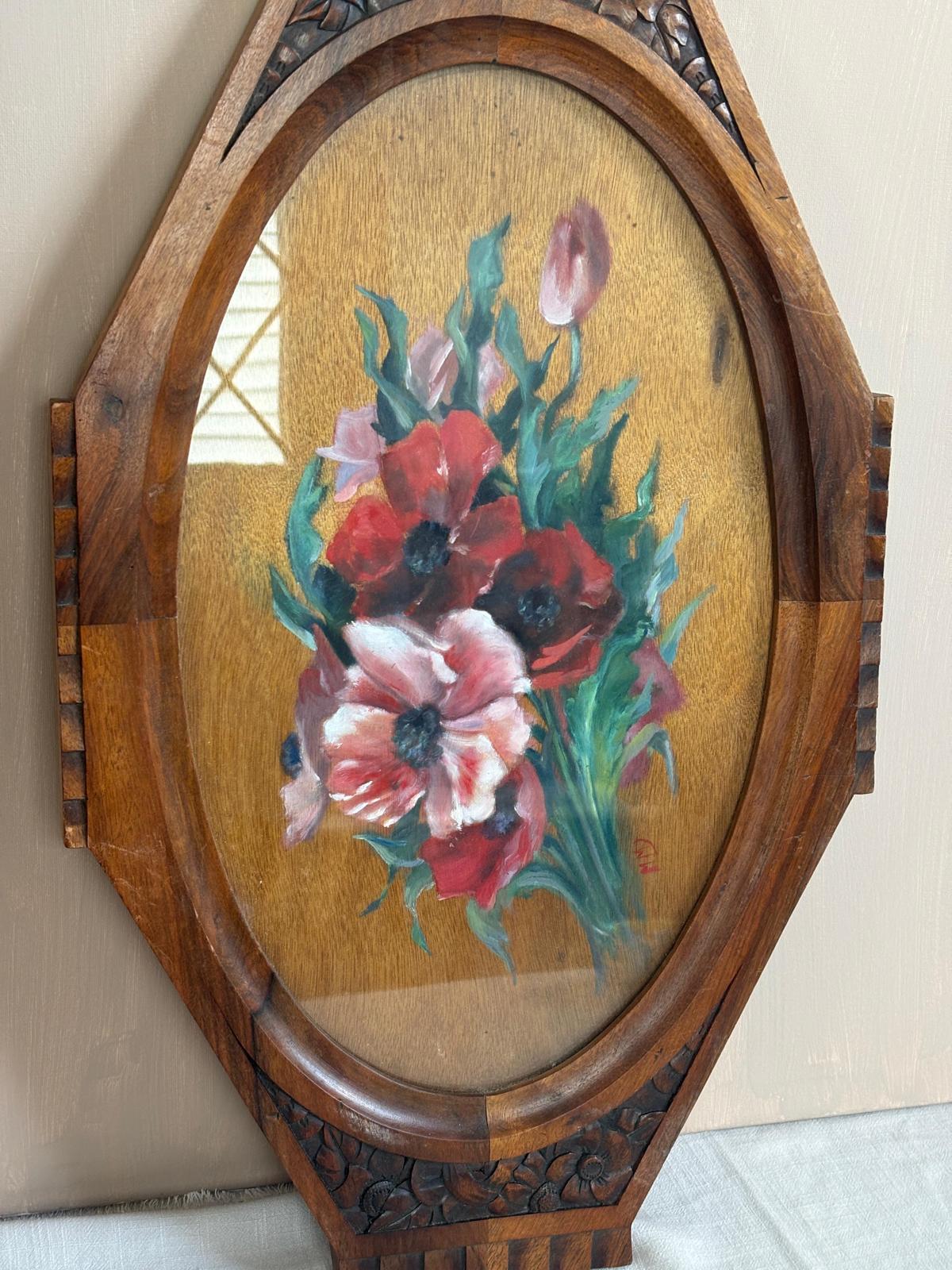 Brass Plated Rose Cast Metal Rose Dish; Vintage Hand Carved Hand Painted Floral Tray on Bun Feet; "Antique Abraham Munting Sassafras Botanical  Engraving Hand Colored Framed Botanical Print