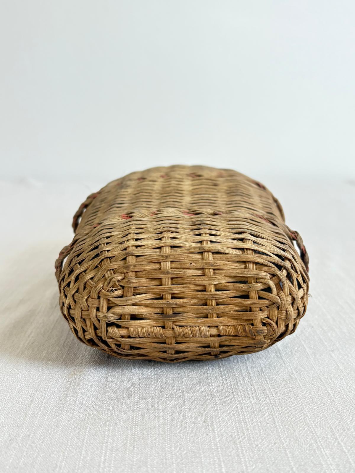Vintage Lourdes Rattan Wrapped Bottle with Ceramic Swing Top Stopper - Collector & Curator
