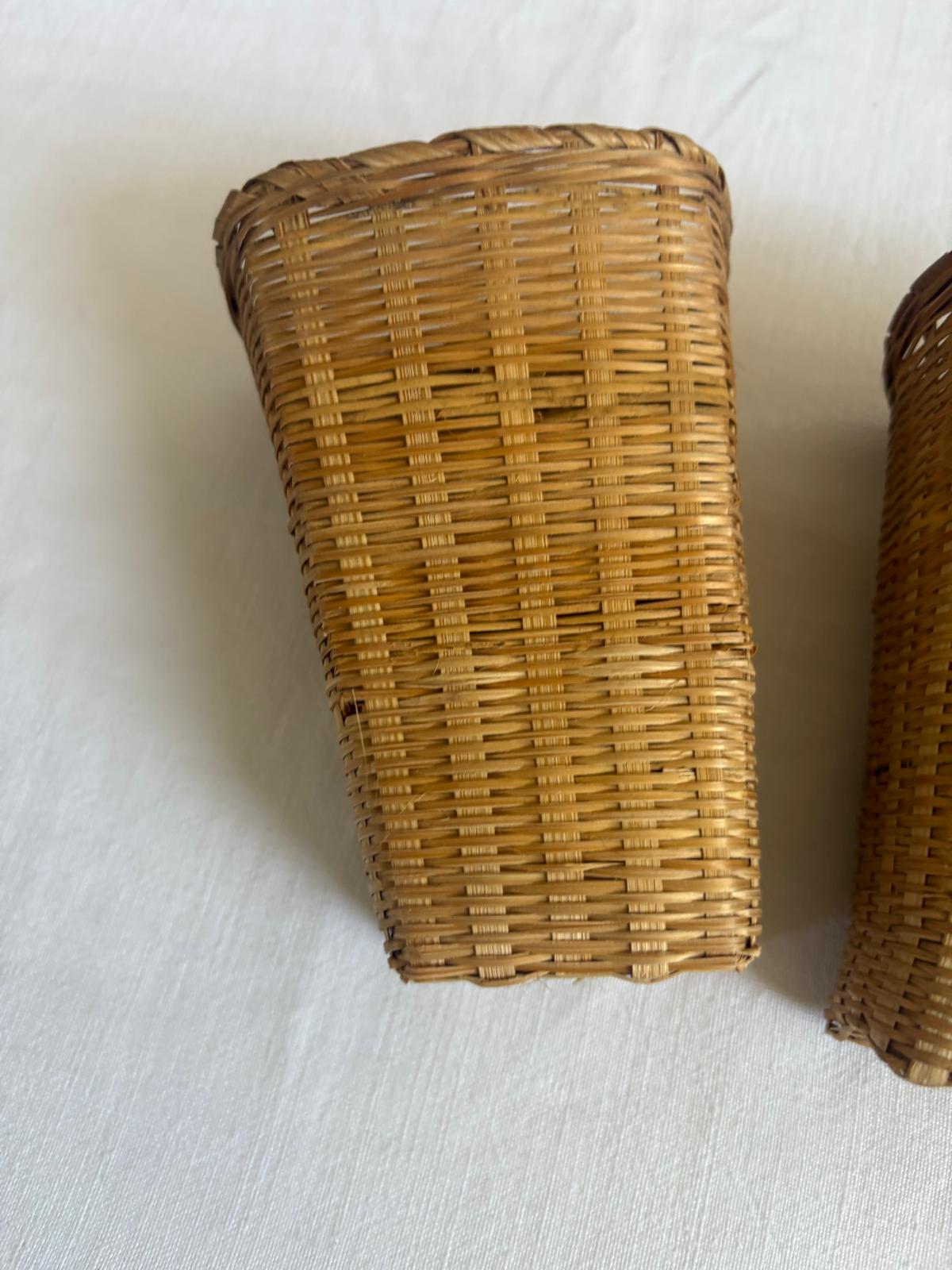 Vintage French Oval Wicker Bread Basket;Antique Victorian walnut corner shelf; Vintage Woven Wall Baskets - Collector & Curator