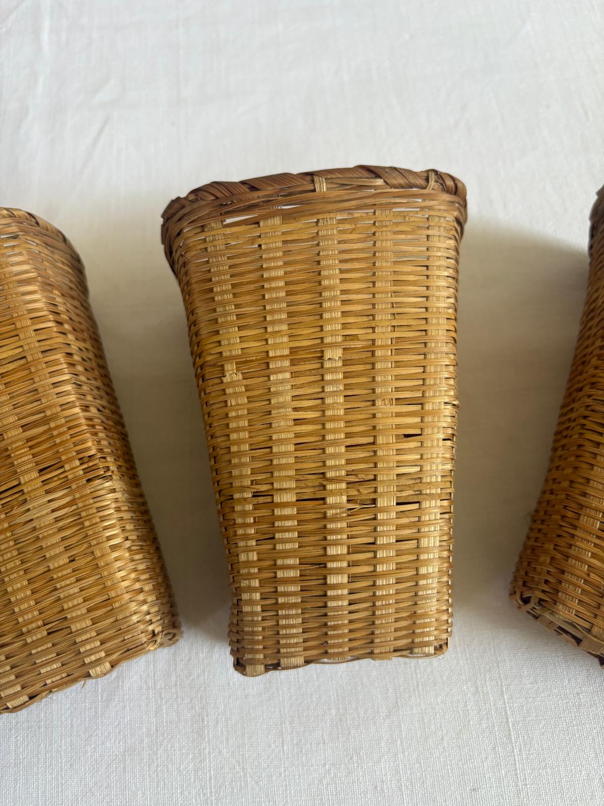 Vintage French Oval Wicker Bread Basket;Antique Victorian walnut corner shelf; Vintage Woven Wall Baskets - Collector & Curator