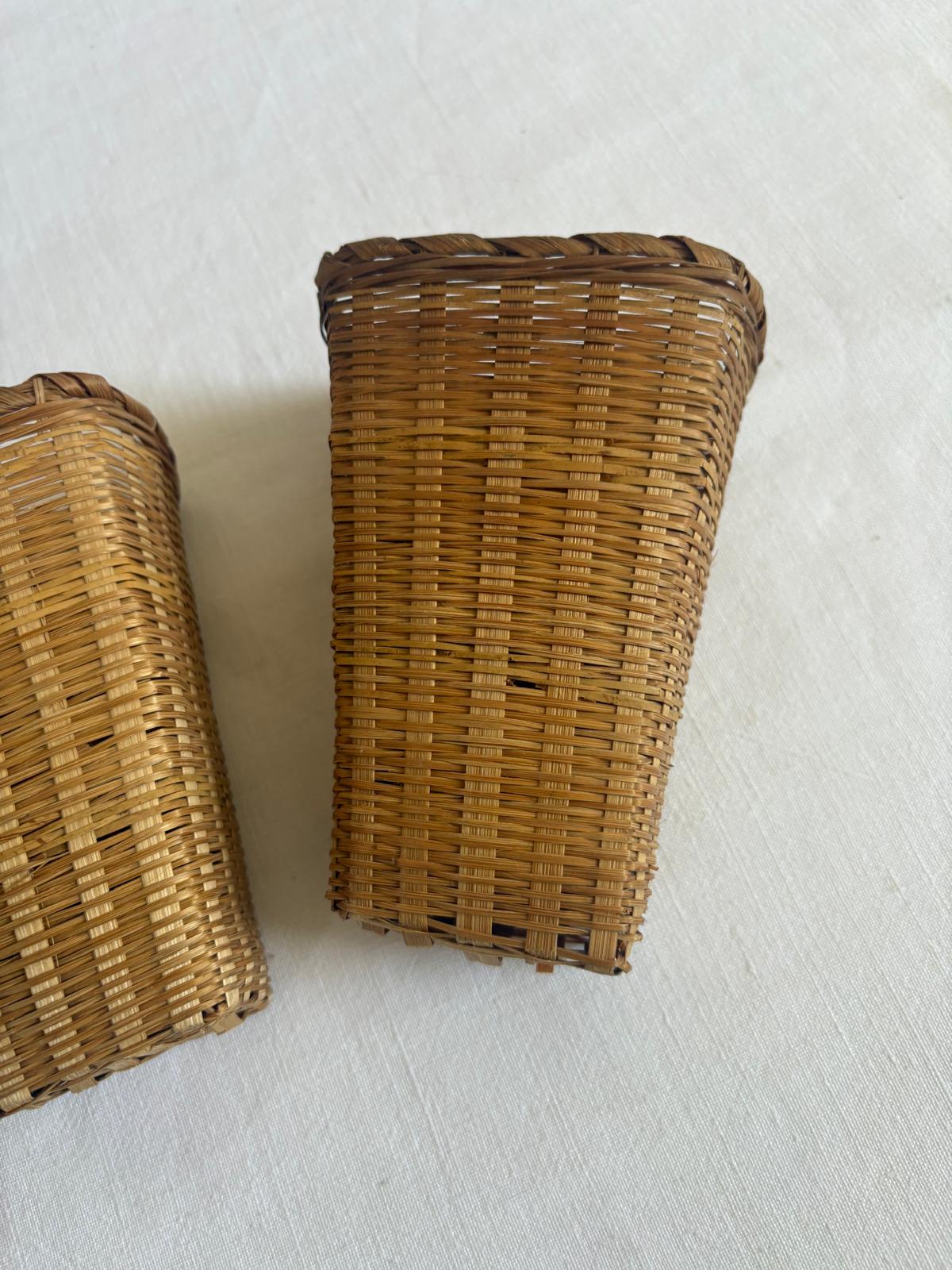 Vintage French Oval Wicker Bread Basket;Antique Victorian walnut corner shelf; Vintage Woven Wall Baskets - Collector & Curator