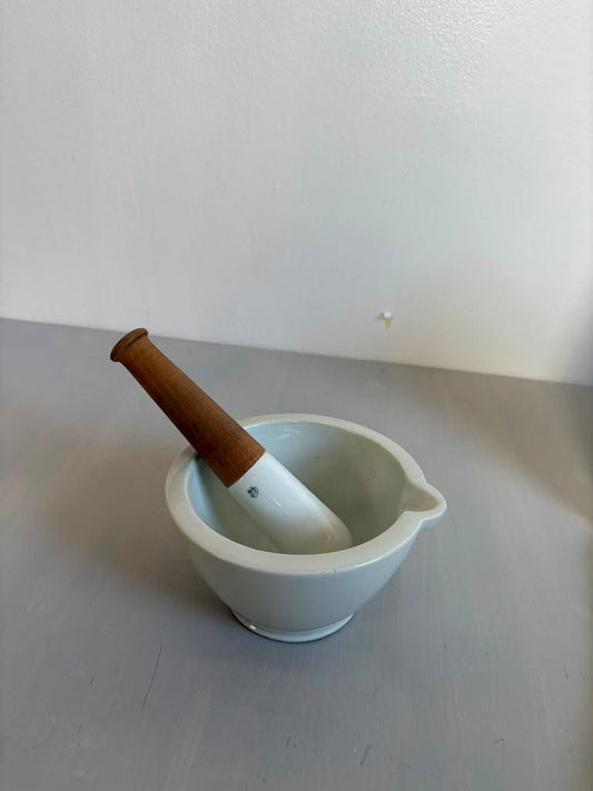 Vintage Porcelain Mortar and Pestle - Collector & Curator