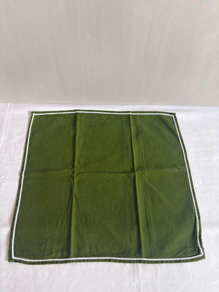 Vintage French Paint Brush"C", Vintage Olive Green Napkins with White Trim - Collector & Curator