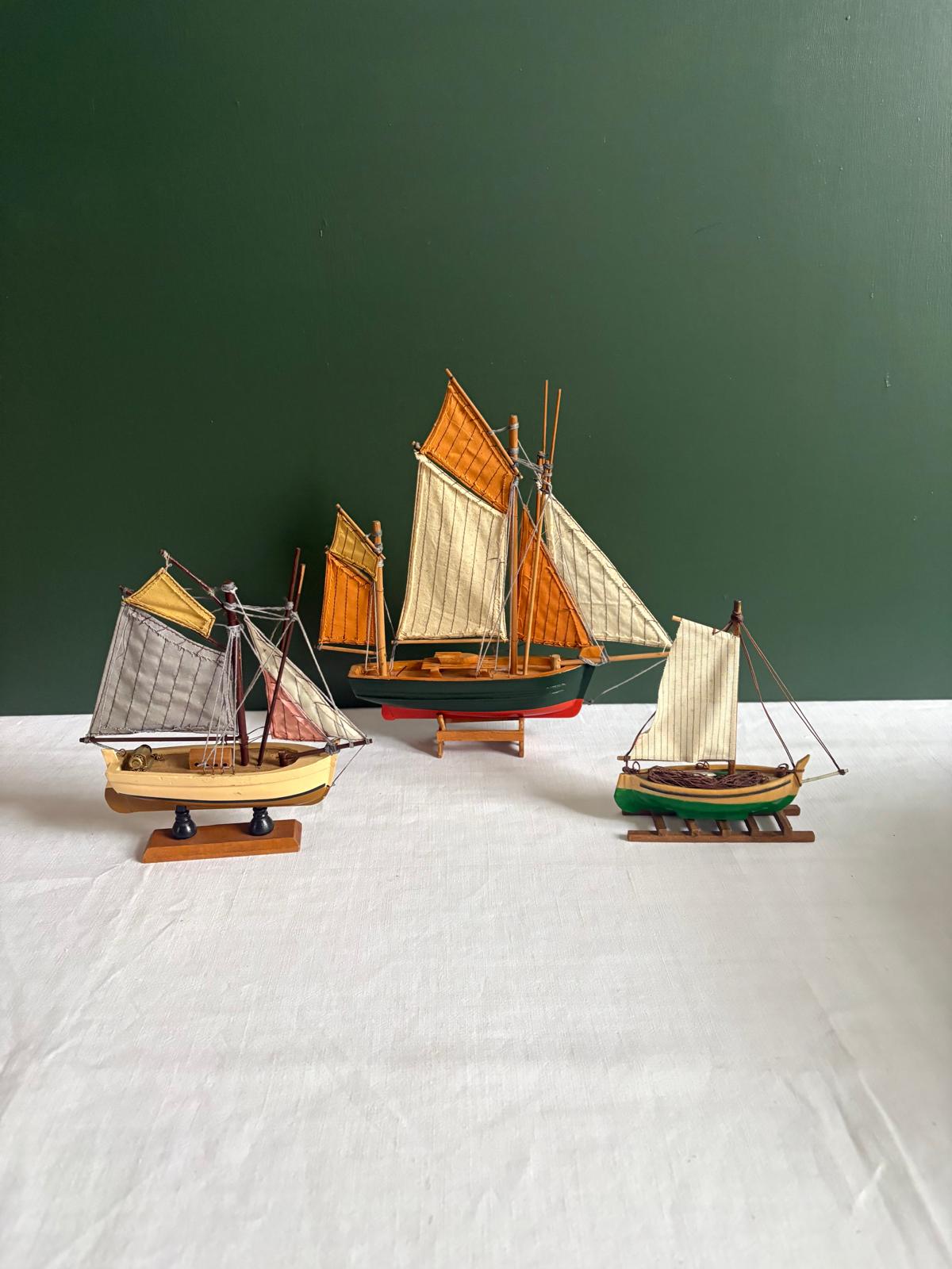 Set of 3 Vintage French Model Sailboats - Collector & Curator