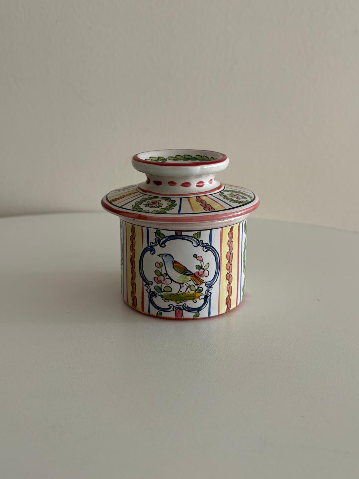 Antique Alfred Renoleau “Auvergne” Faience Butter Dish with Bird Décor circa 1900 - Collector & Curator