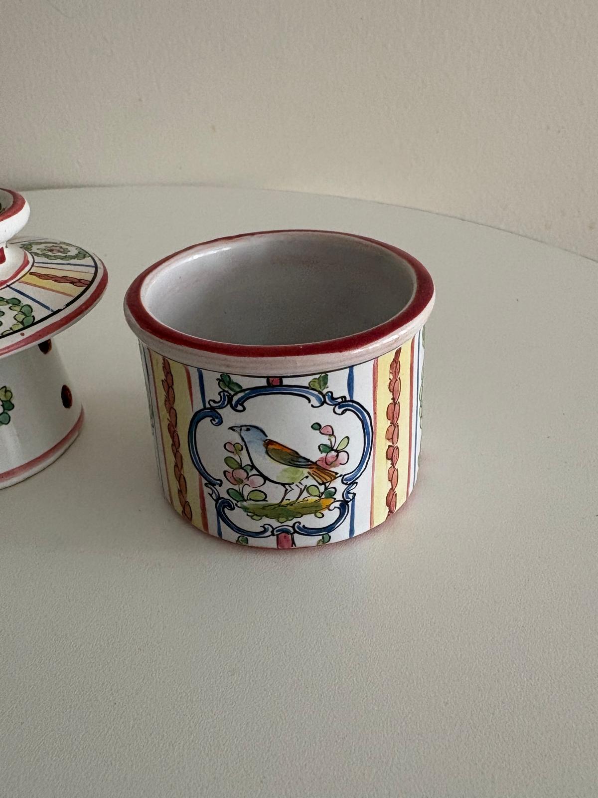 Antique Alfred Renoleau “Auvergne” Faience Butter Dish with Bird Décor circa 1900 - Collector & Curator