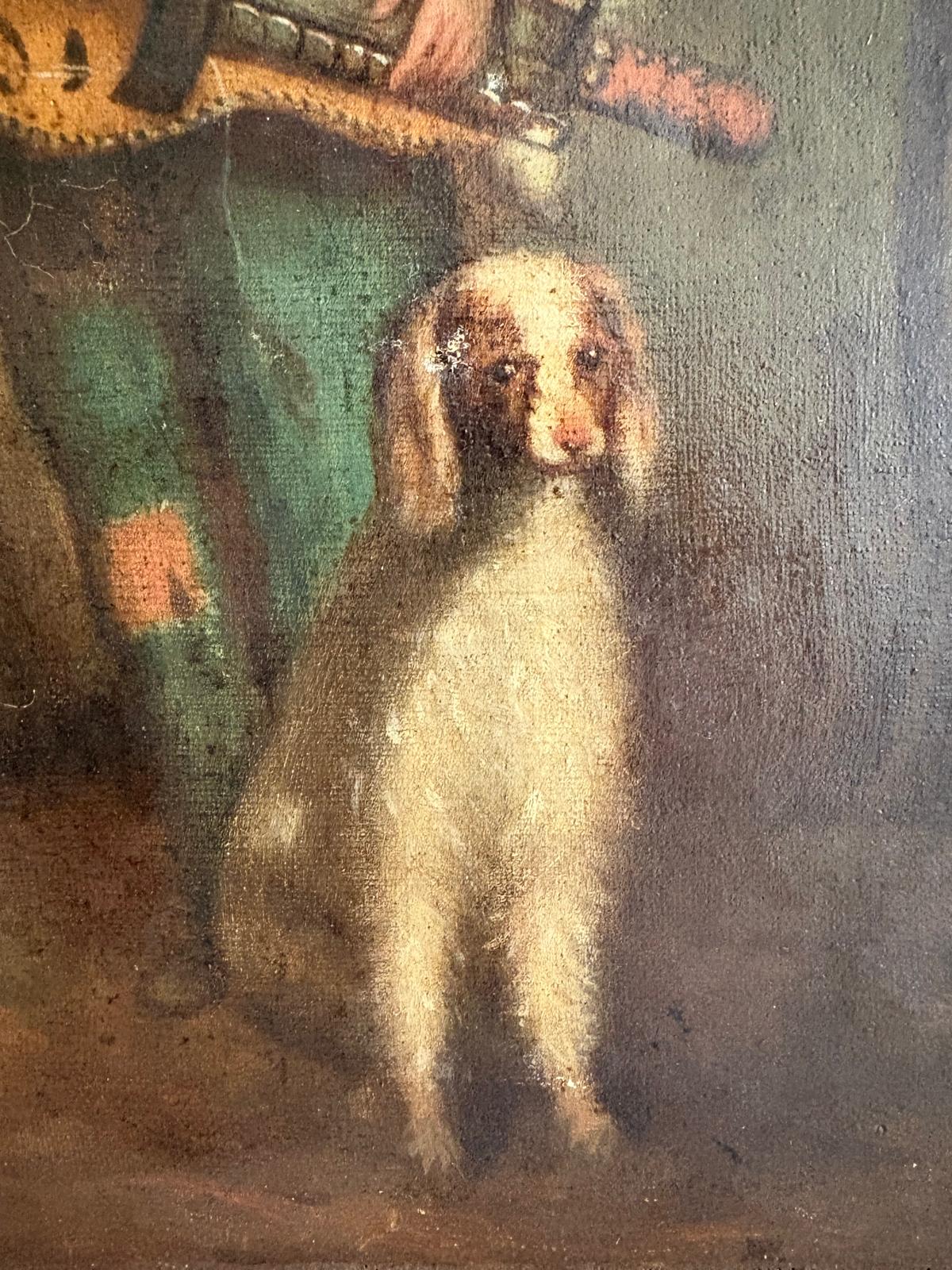 Antique 19th Century Oil Painting Savoyard  Boy with Hurdy Gurdy and Dog - Collector & Curator
